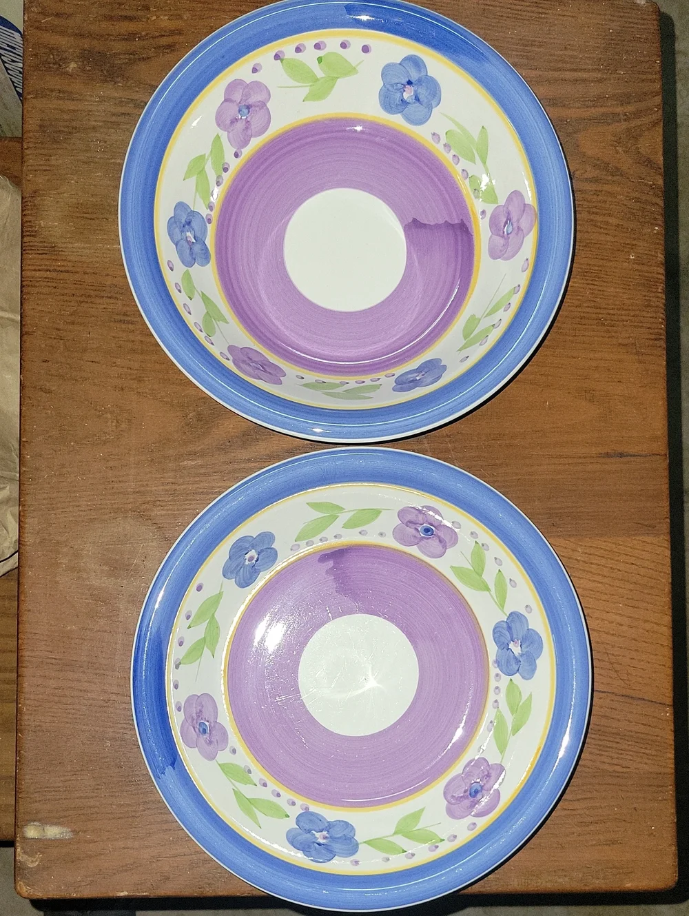 Vintage Gibson Bella Everyday Soup Cereal Bowls Set of 2 Blue Purple Floral